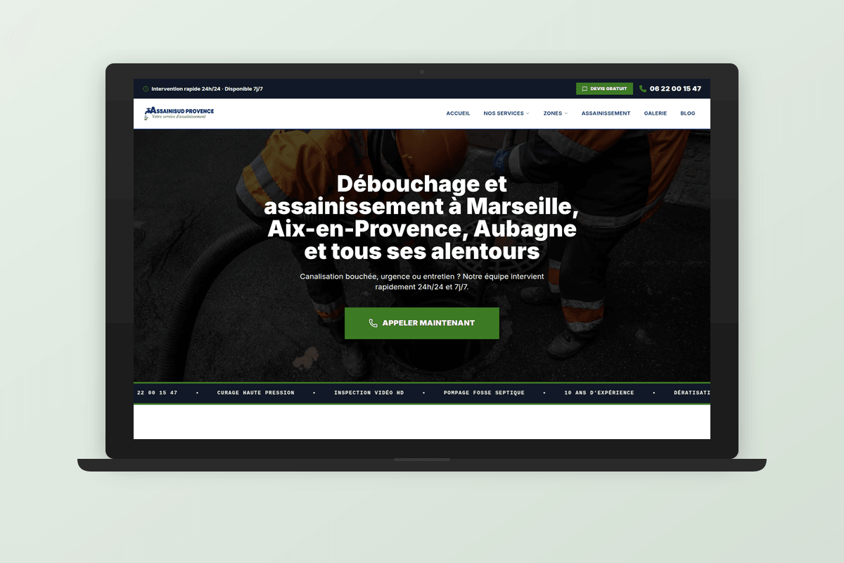 Assaini Sud Provence – optimisation SEO & génération de leads