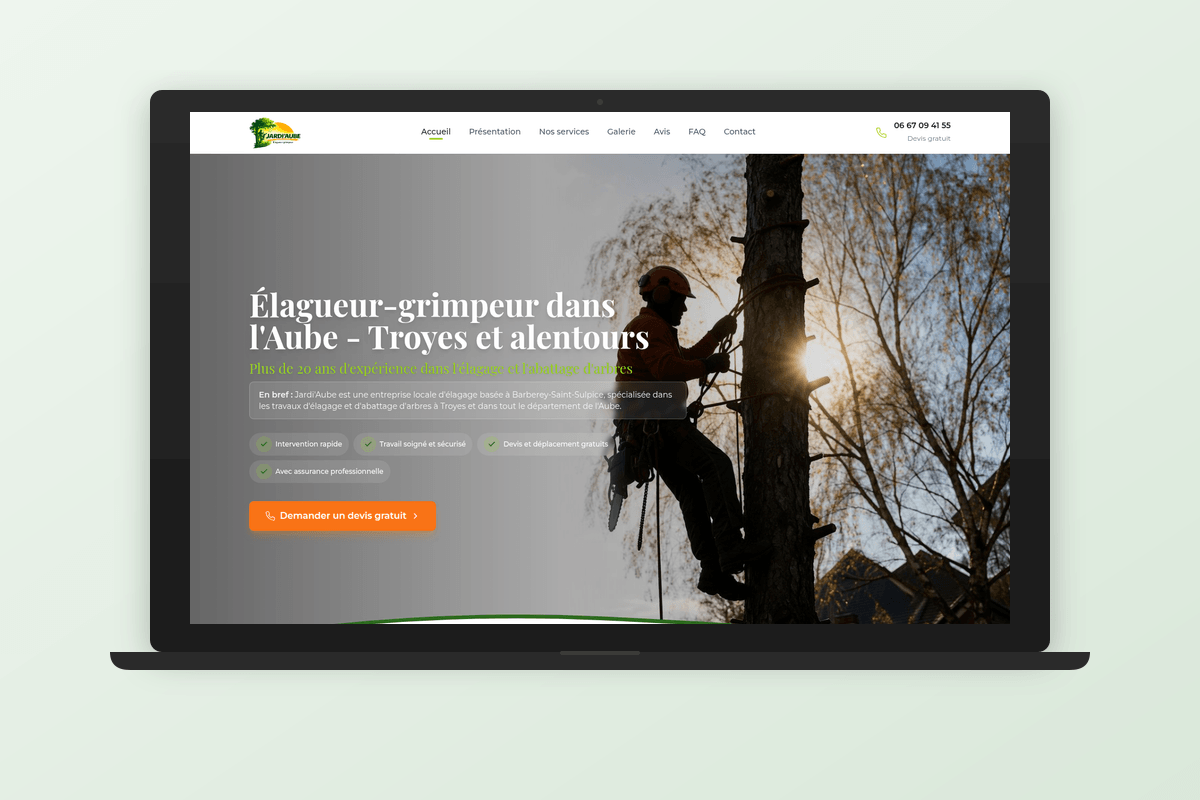 Jardi'Aube – site vitrine élagueur & SEO local Troyes