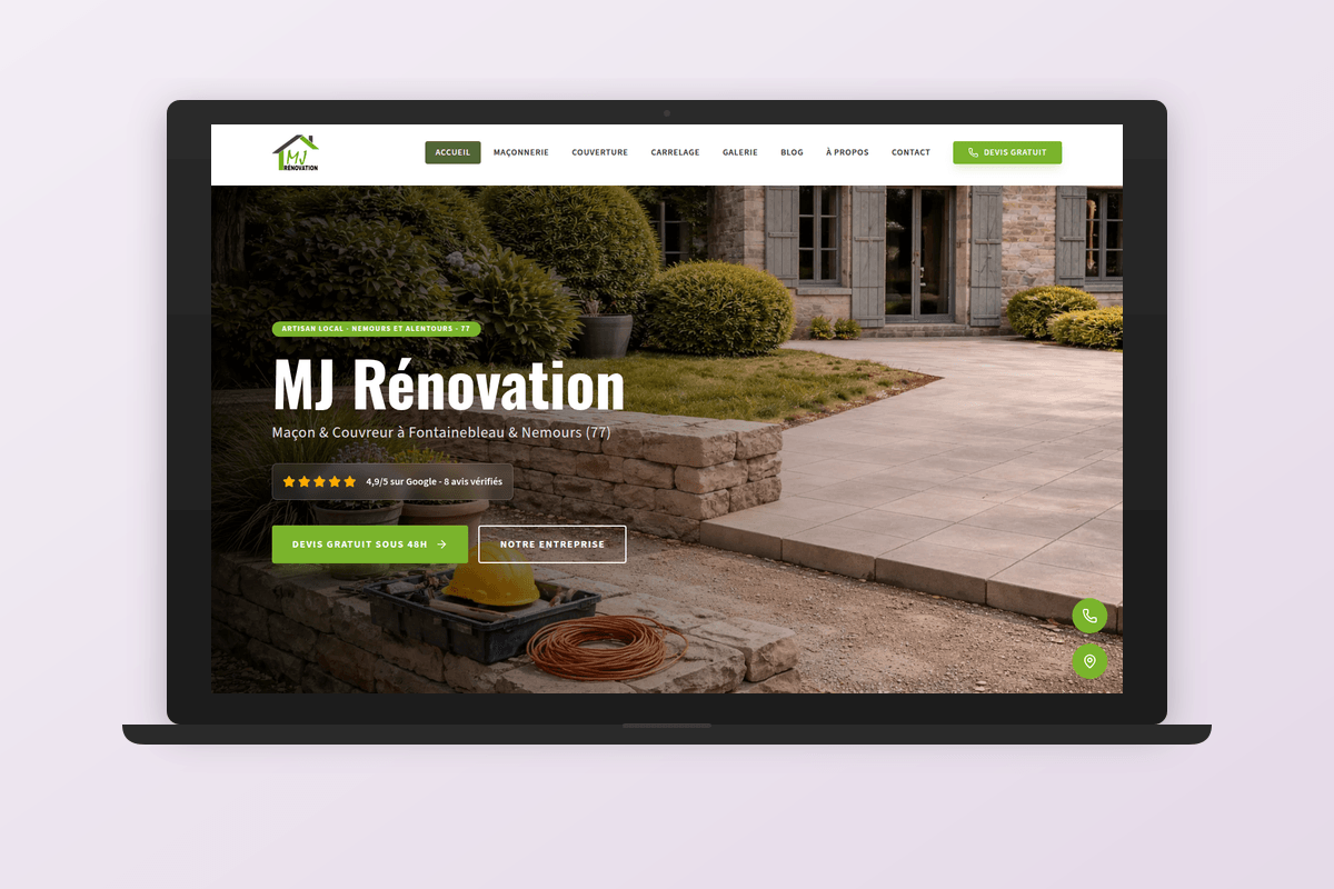 MJ Rénovation – site vitrine maçon & SEO local Fontainebleau